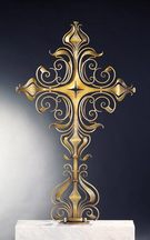 Grabkreuz 2700-2710 - Schönes modernes Schmiedekreuz in hervorragender Qualität. (Schmiedeeisen oder Bronze). Größe: 137x82 cm